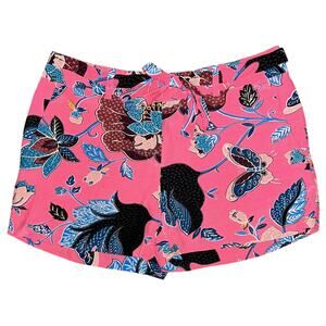 Loft Pink Tropical Print Mid-Rise Tie Waist Shorts Women's 00